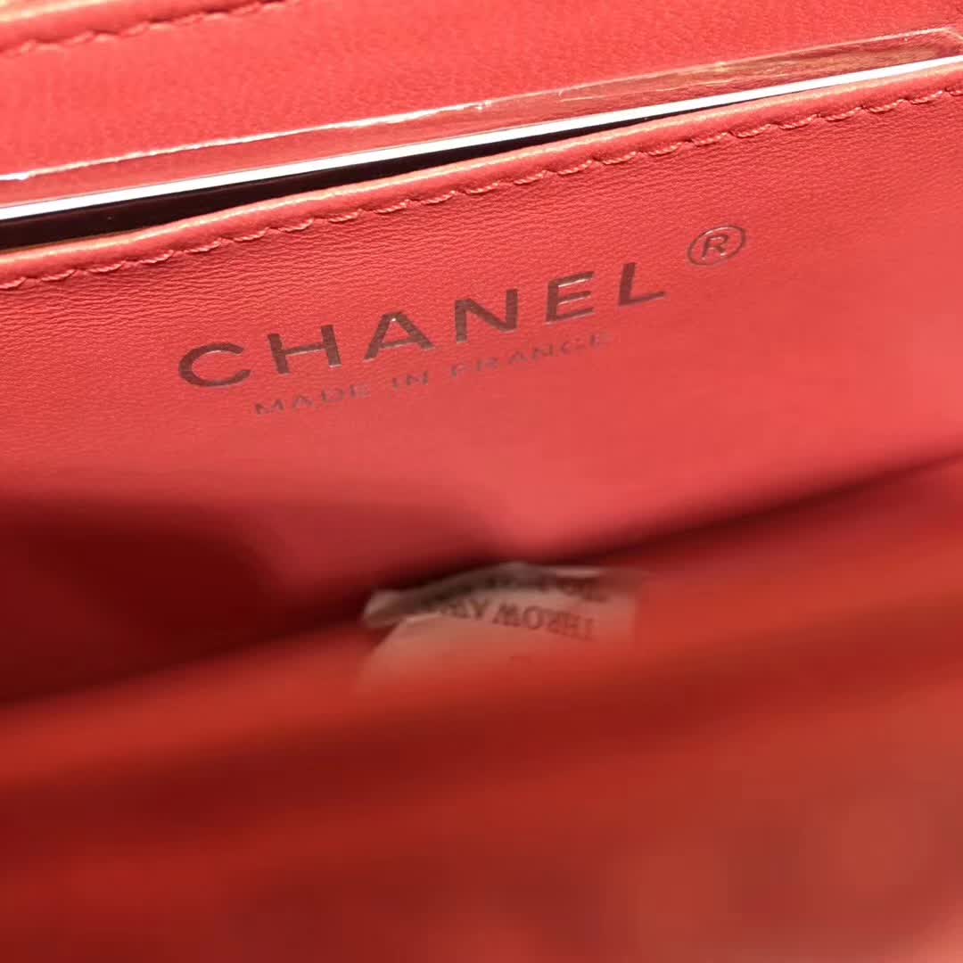 Chanel 香奈儿 Classic Flap 小羊皮 西瓜红 20cm 银五金