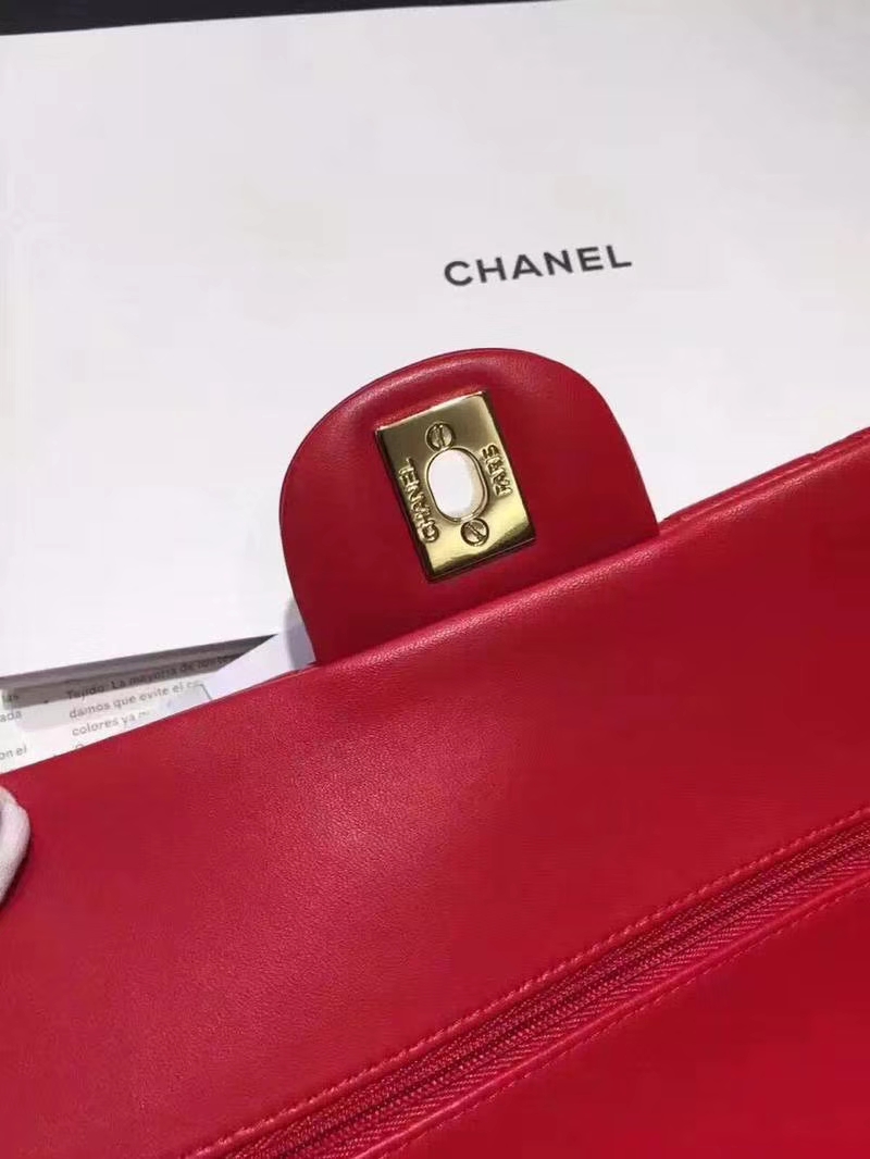 Chanel 香奈儿 Classic Flap Bag 进口小羊皮 25cm 现货 大红 金扣
