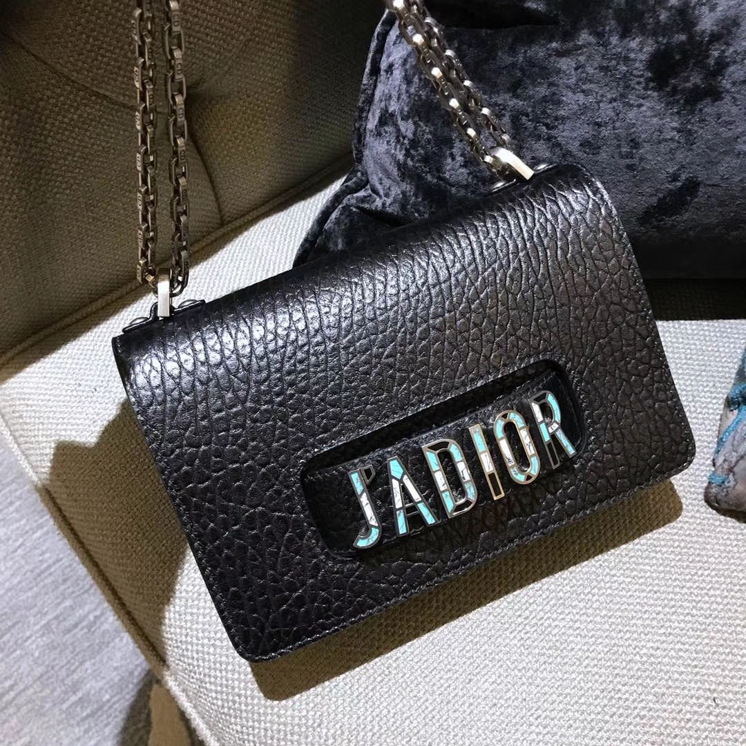 Dior 迪奥 翻盖式手提包 J'ADIOR 黑色 大象纹  陶瓷扣