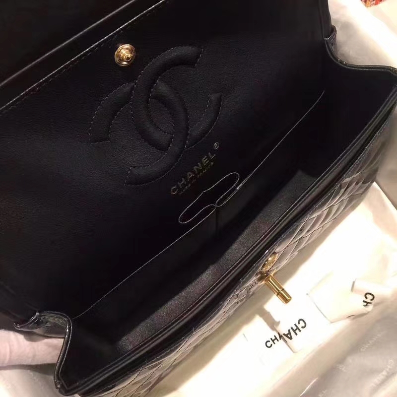 Chanel 香奈儿 Classic Flap Bag  进口漆皮 25cm 星空灰 金扣