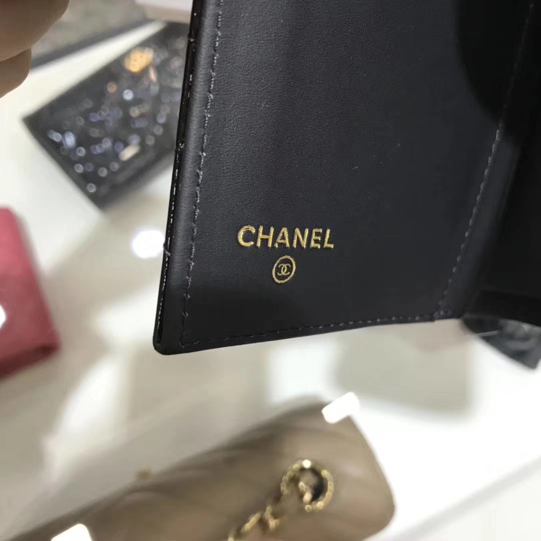 Chanel香奈儿 钱包  漆皮 黑色 长夹 手拿包 晚宴包