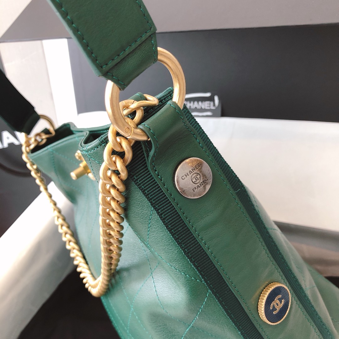 Chanel 嬉皮包 单肩斜挎包 绿色 23cm 原厂皮 现货
