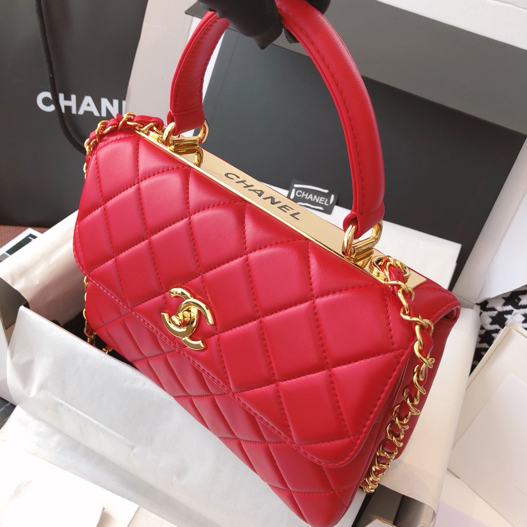 Chanel 香奈儿 Trendy CC 原厂进口小羊皮 大红色 25cm