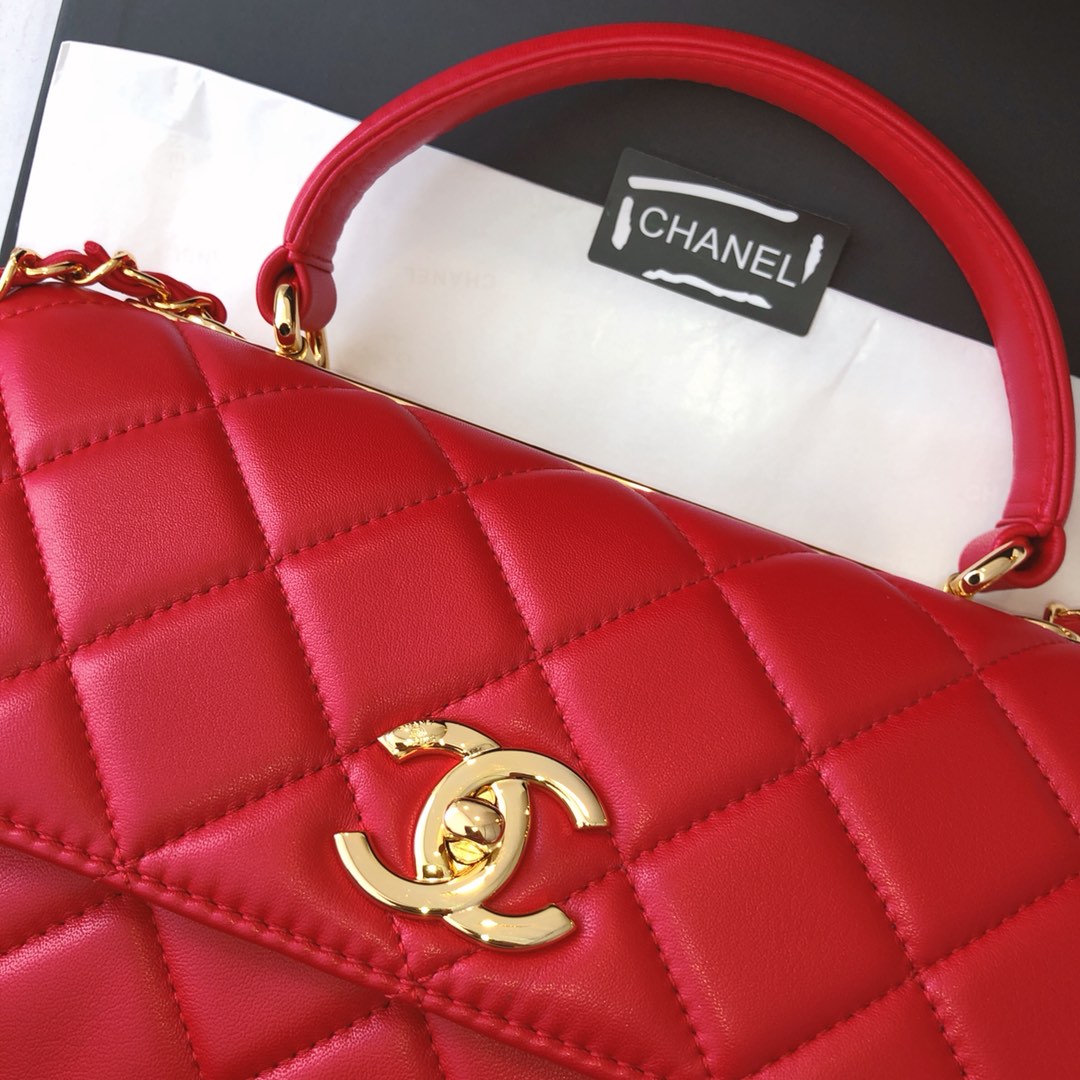Chanel 香奈儿 Trendy CC 原厂进口小羊皮 大红色 25cm