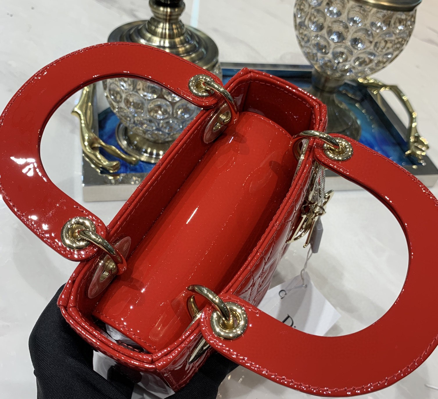 Lady 三格漆皮大红色金扣 Z柜最新出的大红 介于波尔多酒红和法拉利大红之间 实物超美 17cm